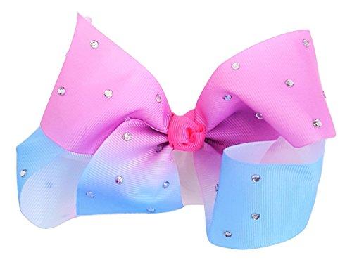 New 5 inch Girls Pastel rainbow diamante hair bow on on Alligator Clip