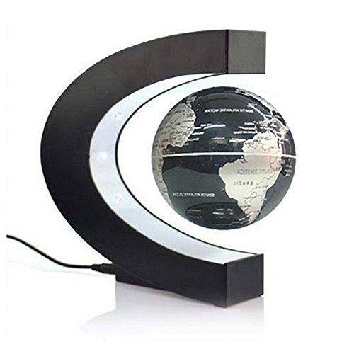 Levitron Magnetic Electronic Floating Globe World Map C Shape Led Lights Santa Gift Home Office Decor-Silver