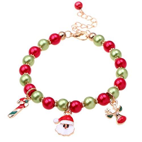 Chytaii Christmas Bracelet Jingle Bell Wristlet with Santa for Children Girls Colorful Charm Festival