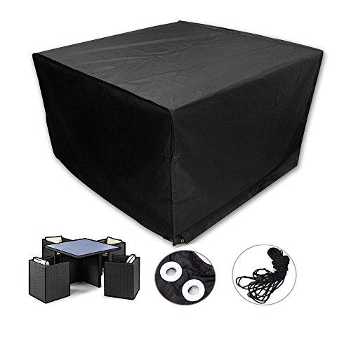 Patio Furniture Cover Square Patio Table and Chair Set Cover 48 Inch Weatherproof &amp; Water Resistant Outdoor Furniture Cover-Black