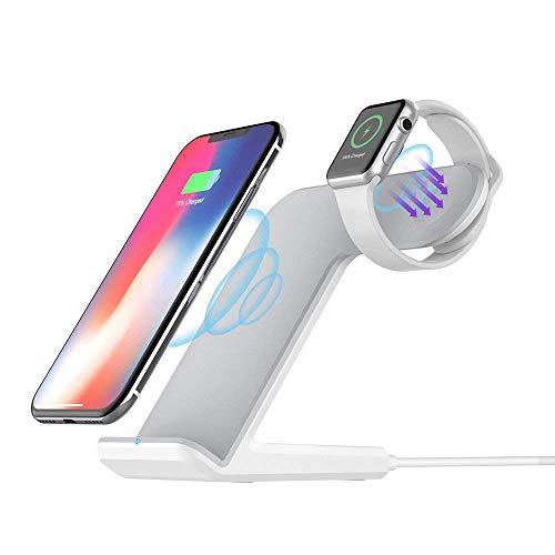 Wireless Charger Stand Charging Station/Dock with QC3.0 Adapter for iPhone XS/XS Max/XR/X/8 Plus/8 and Apple Watch 4/3/2/1,Fast Wireless Charger for Samsung Galaxy Note and All Qi-Enabled Phones