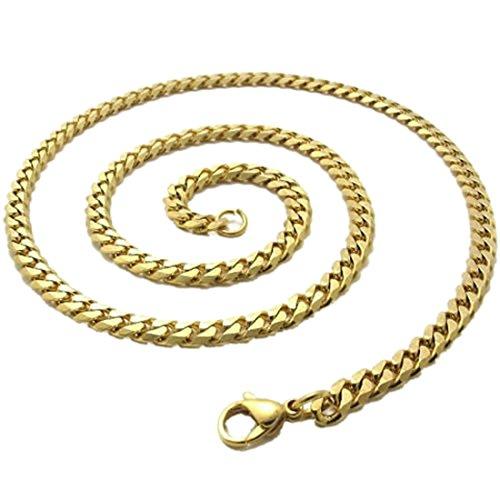 SODIAL(R) Jewelry Male, Chain, Steel Curb Chain Necklace, Gold (Width 4 mm, Length 50 cm)