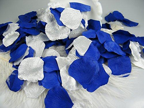 DreamadeStudio 600 Pack Silver Royal Blue Rose Flower Petals Wedding Table Scatter Centerpieces Prince Boy Party Decoration