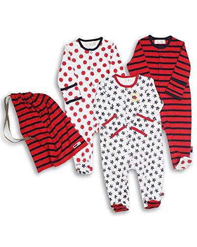 Baby Unisex Bright Spotty Star Sleepsuits - 3 Pack