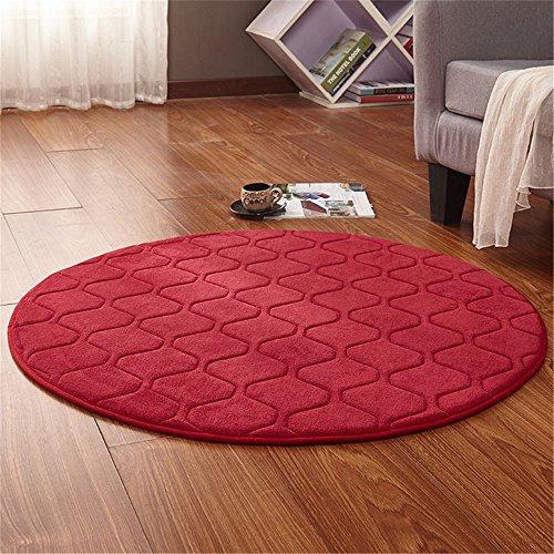 CAMAL Carpets, Round Washable Coral Velvet Decorative Rug Living Room Bedroom and Bathroom (120cm, Red)