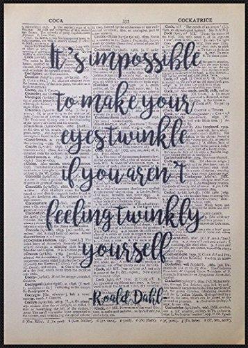 Roald Dahl Quote Print Vintage Dictionary Page Wall Art Picture Twinkle Quirky