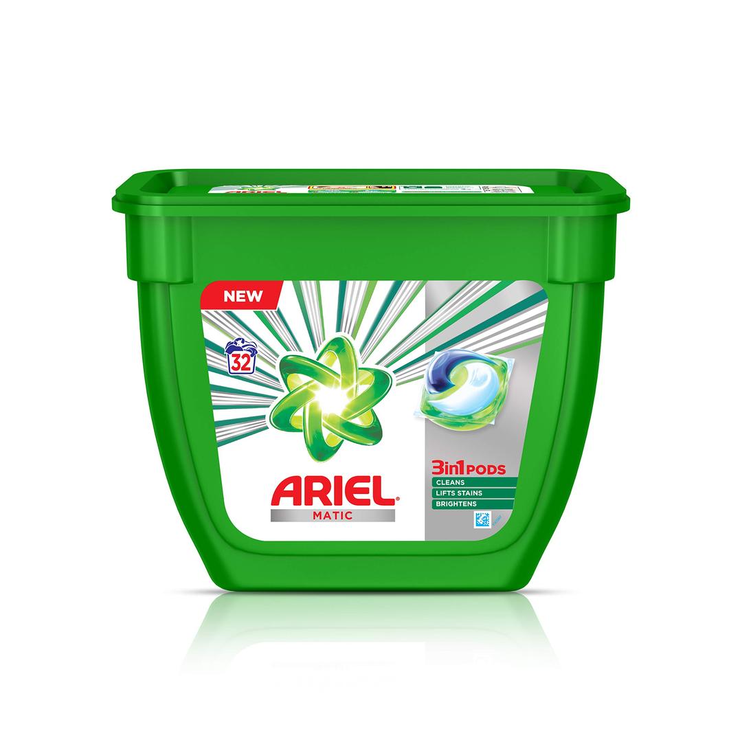 Ariel Matic 3In1 Pods Liquid Detergent Pack 32 Count For Both Front Load And Top Load Washing Machines