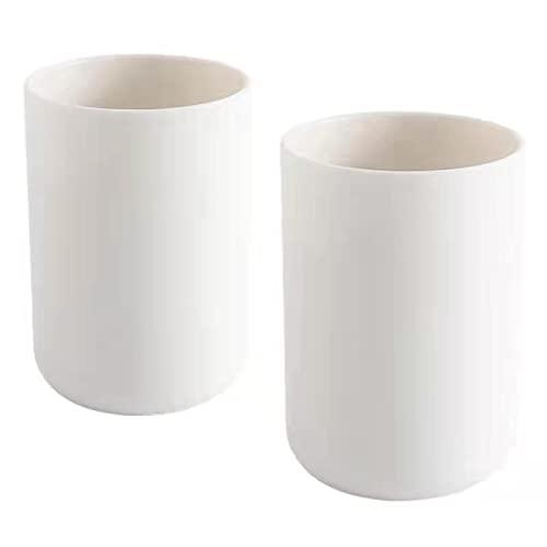 Bathroom Tumbler, Unbreakable Dishwasher Safe Drink Cup 300ml, 2 pieces (white&white)