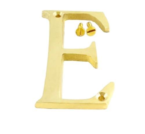 100MM (4Inch) Alphabet 'A' Brass Letter Design Door House Address with 2 Screws 4 Inch (E), Golden