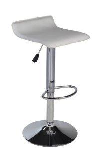 Roundhill Furniture Contemporary Chrome Air Lift Adjustable Swivel Stools with White Seat, Set of 2