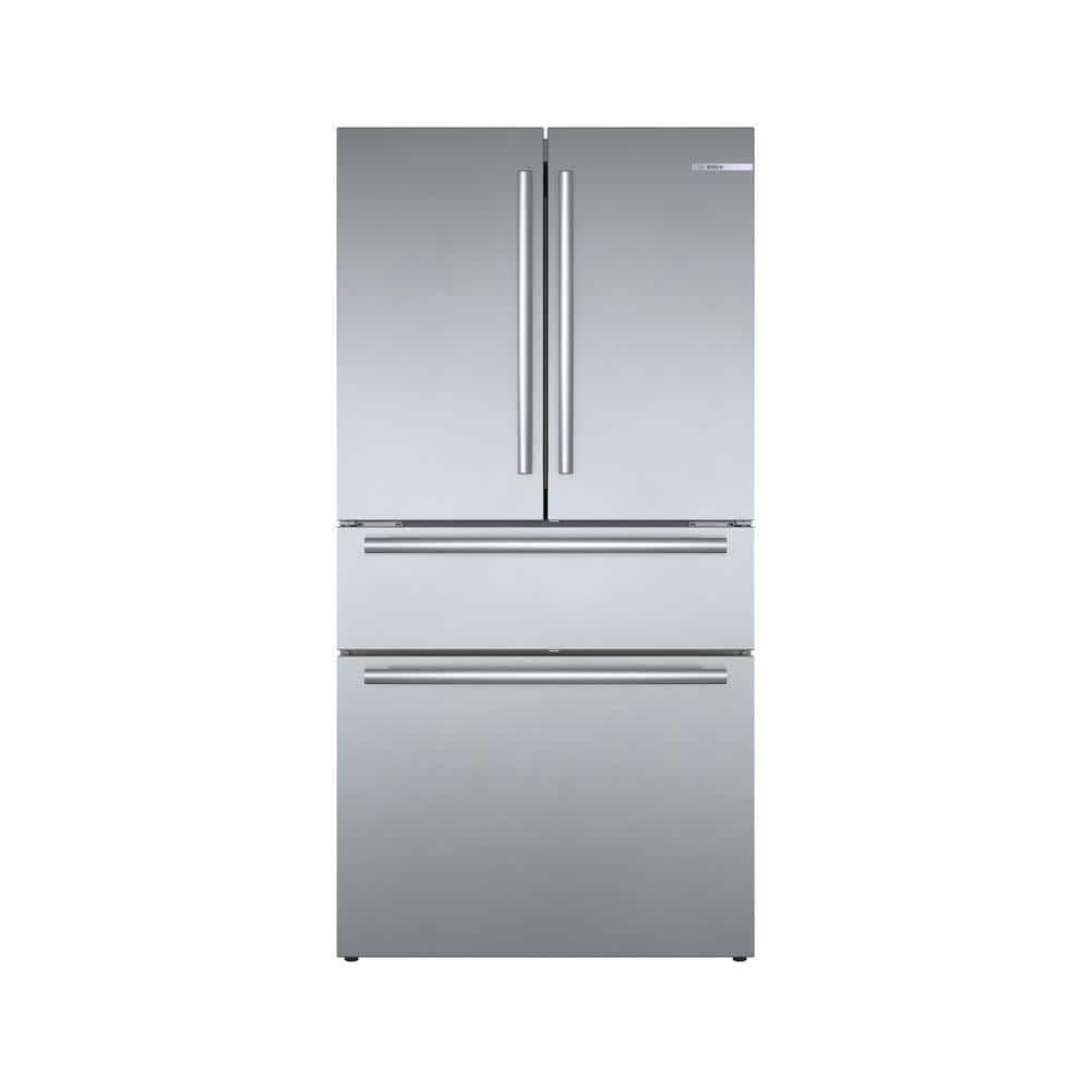 Bosch800 Series B36CL80SNS 36 Inch Smart Freestanding Counter Depth 4 Door French Door Refrigerator with 20.5 cu. ft. Total Capacity in Stainless Steel (Bar Handle)