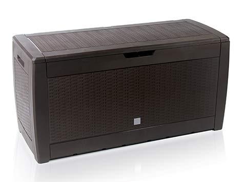 rg-vertrieb Garden Box Storage Box 310L Rattan Look Chest Box Garden Chest Boarde Cushion Box Garden Box (Brown)