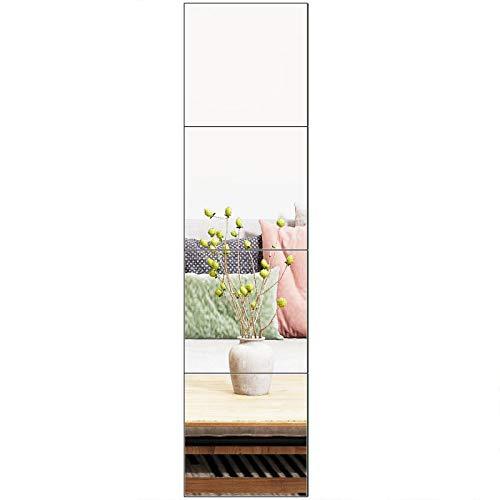 RuomengFull Length Wall Mirror Tiles, 12" x 12" x 4Pcs Frameless Wall Mounted Mirror Glass Wall Mirror for Home Gym, Door, Bedroom, Living Room