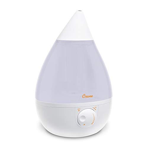 Crane Ultrasonic Cool Mist Humidifier for Bedroom, Baby Nursery, Kids Room, Plants, or Office, Large 1 Gallon Tank, Filter Optional, White