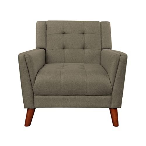 Christopher Knight HomeEvelyn Mid Century Modern Fabric Arm Chair, Mocha, Walnut 31D x 30W x 32H in