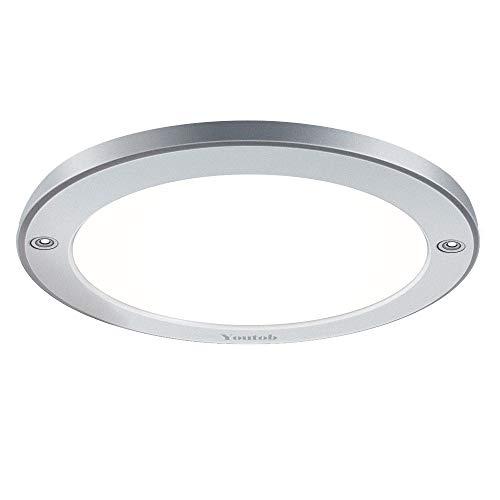 YoutobLED Flush Mount Ceiling Light, 15W 100 Watt Equivalent, 1200lm Brushed Silver Round Lighting Fixture for Closets, Kitchens, Stairwells, Basements, Bedrooms, Washrooms (Cool White 4000K)