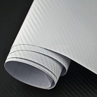 WISDOM 3D White Carbon Fiber Vinyl Wrap Adhesive Sheet Roll Vinyl Sticker for Cars Auto and Motorcycle DIY, Decoration Crafts (12" x 48)