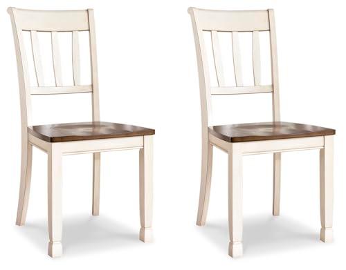 Signature Design by AshleyWhitesburg Cottage Rake Back Dining Chair, Set of 2, Brown & Off-White