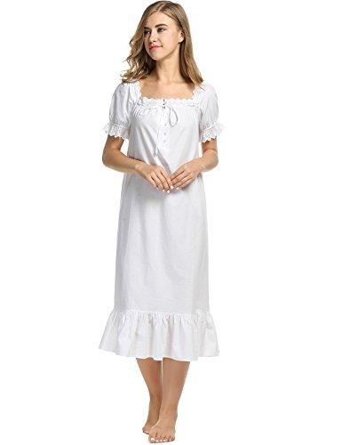 Avidlove Womens Cotton Victorian Vintage Short Sleeve Martha Nightgown Sleepwear