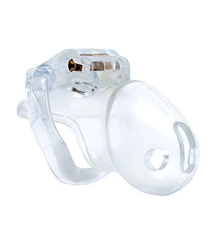 HT-V3 Male Chastity Device Lightweight Resin Ergonomic Breathable Chastity Cage with 4 Rings and 2 Keys (Small, Clear)