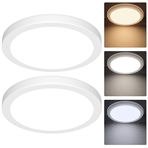 2-Pack 150W Equivalent LED Flush Mount Ceiling Light Fixture 8.5in Modern Dimmable 18W 1260LM Adjustable 3 Color Temperatures 3000K/ 4000K/ 5000K Round Close to Ceiling Light for Kitchen Hallway White