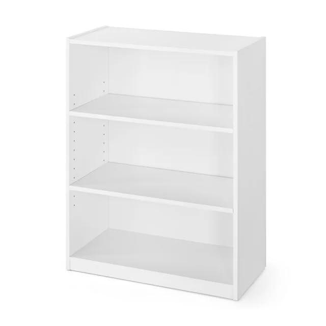 3-Shelf Bookcase with Adjustable Shelves (White)