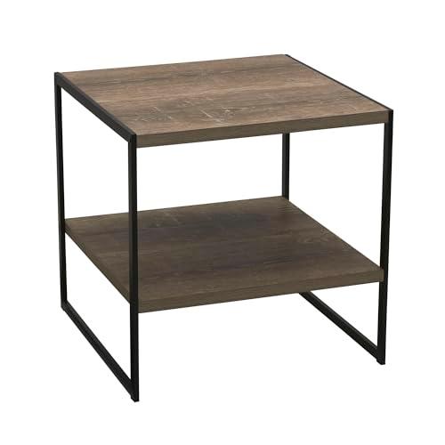 Household Essentials Square Wooden Side Table/End Table With Storage Shelf, Ashwood