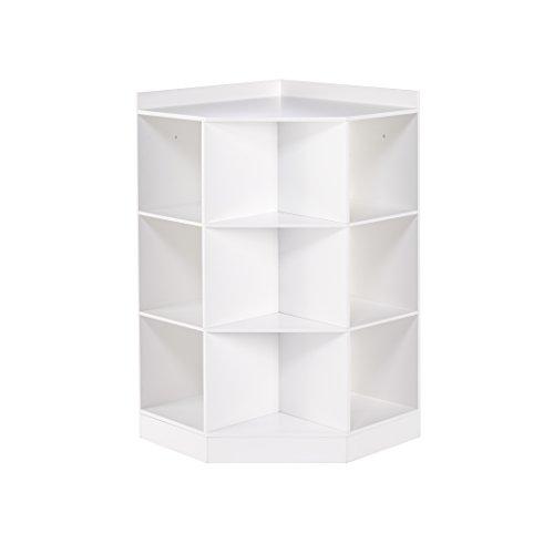 RiverRidge Kids Toy Storage Corner Cabinet with 6 Cubbies & 3 Angled Shelves - White Toy Shelf Cubby Corner Storage Shelf Playroom Toy Organizer