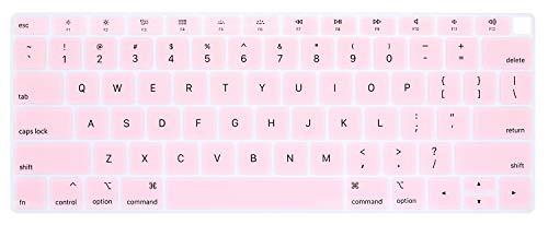 Silicone Keyboard Cover Skin Protector Compatible for 2018 Newest Release MacBook Air 13 inch with Touch ID Model A1932 ( It Doesn't Compatible Old MacBook Air 13" Model A1369 & A1466) (Light Pink)