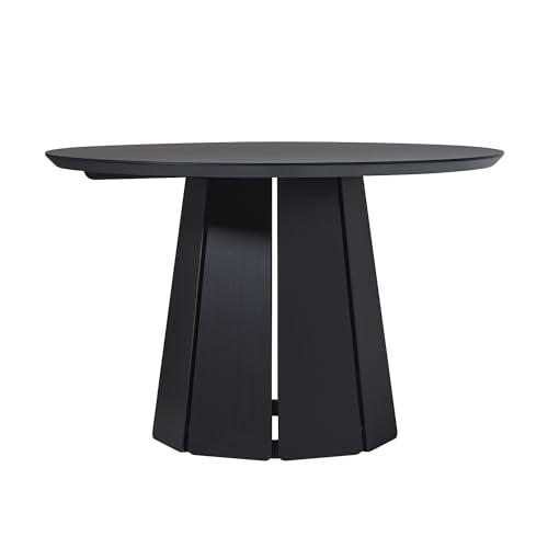 Walker EdisonModern Paneled-Wood Pedestal Base Round Top Dining Table, 48 Inch, Black