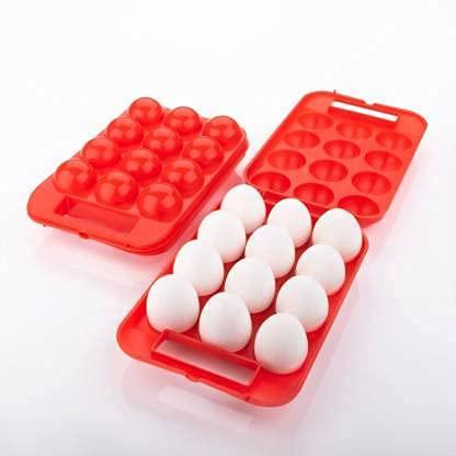 Portible Plastic Egg Tray BPA-Free Food Grade Deviled Storage Box Platter Container 12 Eggs Holder for Fridge with Lid & Handles Tray, (Multi color)