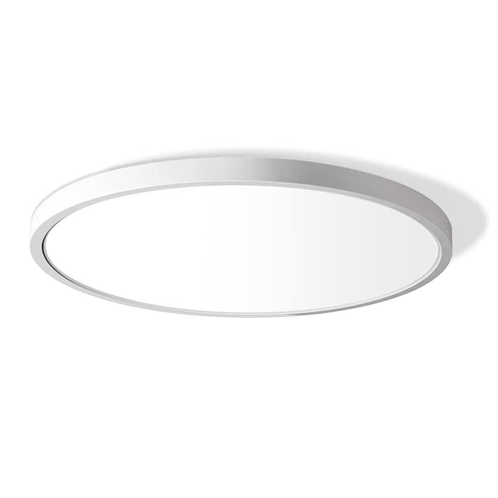 12 Inch LED Flush Mount Ceiling Light Fixture, 6000K Cool White, 3200LM, 24W, Flat Modern Round Lighting Fixture, 240W Equivalent White Ceiling Lamp for Kitchens, Stairwells, Bedrooms.etc.