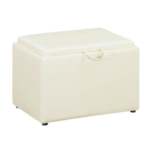 Convenience Concepts Designs4Comfort Accent Storage Ottoman, 22.75 x 15.75 x 16, Ivory Faux Leather