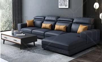 Furniture Factory Living Room Sofas Bed Set Fabric Couch Lounge U Shape Sectional Sofa 5 Seater sofa (Navy Blue)