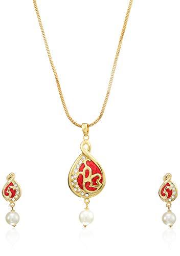 Estele Ethnic Gold Plated Wedding Jewellery American Diamond Necklace Set for Women