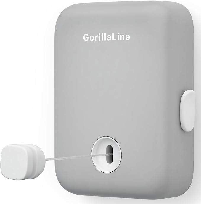 GorillaLine - Retractable Clothesline Indoor Outdoor Clothes Line | Heavy Duty Clothes Drying Laundry Line | Wall Mounted Drying Rack Clothing Line | Retracting Hanging | Features Secure Lock System