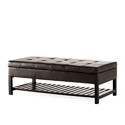 Christopher Knight Home Miriam Ottoman with Storage and Bottom Rack, Espresso