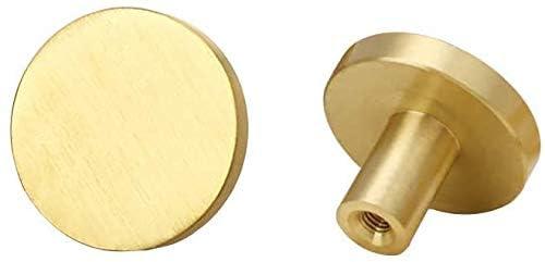 4 Pcs Solid Brass Round Single Hole Small Handle, Cupboard Door Round Handle Brass Knob with Screws, Home Decorating for Wardrobe Door, Cabinet Doors and Home Decorating, Gold (20mm x 25mm)