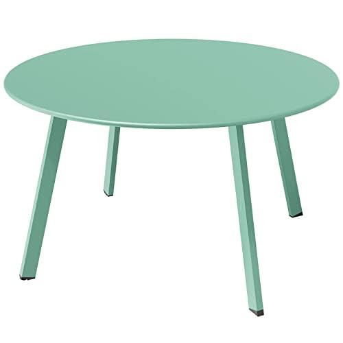 Grand Patio Round Steel Patio Coffee Table, Weather Resistant Outdoor Large Side Table, Mint Green…