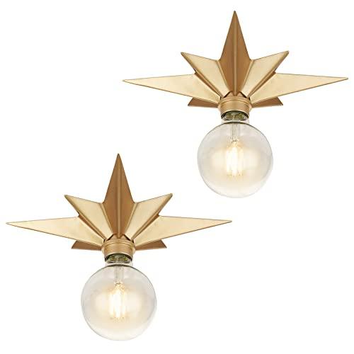 FRIDEKO HOME 2 Pack Flush Mount Ceiling Light - Star Light Fixture Hallway Light Fixtures Ceiling Modern Ceiling Lights Brass Flush Mount Light Fixture for Kitchen Bathroom Bedroom Entryway