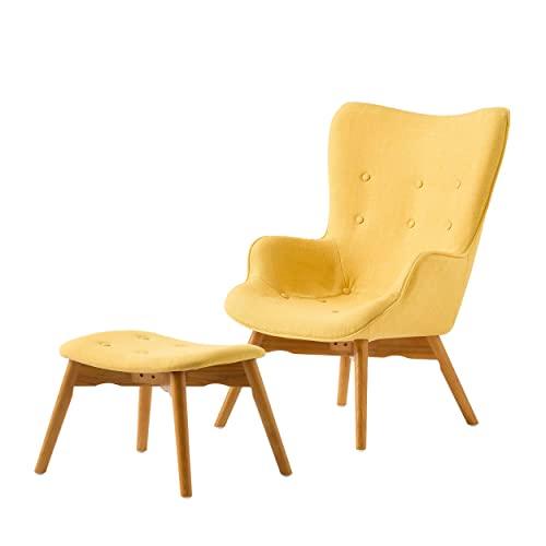 Christopher Knight Home Hariata Fabric Contour Chair Set, Muted Yellow