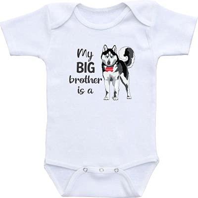 My Big Brother is a Husky Baby Bodysuit Custom Dog Shirt Romper Infant Clothes Newborn Outfit Personalized Gift Family Pet