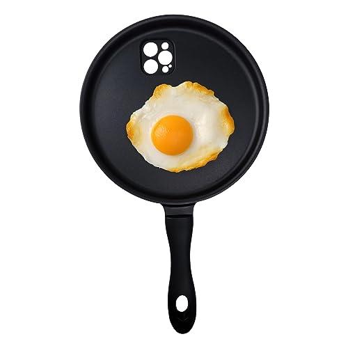 Funny Fried Cooking Egg Phone Case, Frying Pan Creative Phone Case for iPhone 15 14 13 12 11 Pro max X XS XR Silicone Case Cover (for iPhone 11 Pro Max)