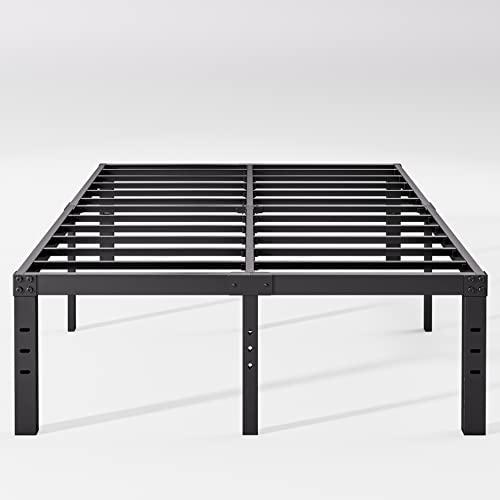 18 Inch High King Bed Frame No Box Spring Needed, Heavy Duty King Platform Bed Frame for Heavy People, Easy Assembly, Noise Free, Black