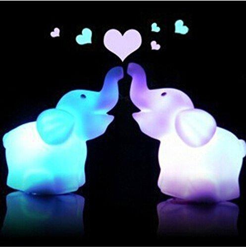 Liroyal Pack of 2 Color Changing Desk Bedroom Party Wedding Lamp LED Night Light,Elephant