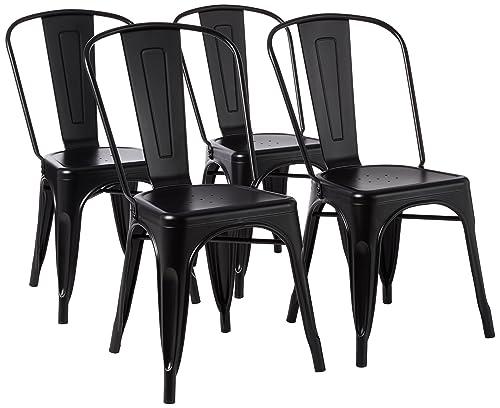 Amazon Basics 33DC01S4-BK Chair, 4 Pack, 20.1" D x 17.1" W x 33.5" H, Matte Black