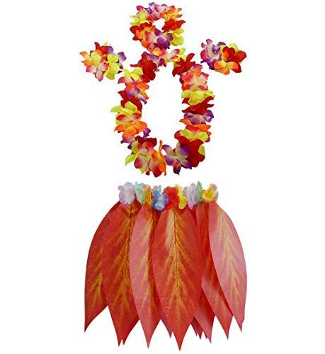 AniiKiss Ti Leaf Skirt Hawaiian Hula Grass Skirt with Flower Leis for Women,Girls,Men,Luau Party Dress Outfits