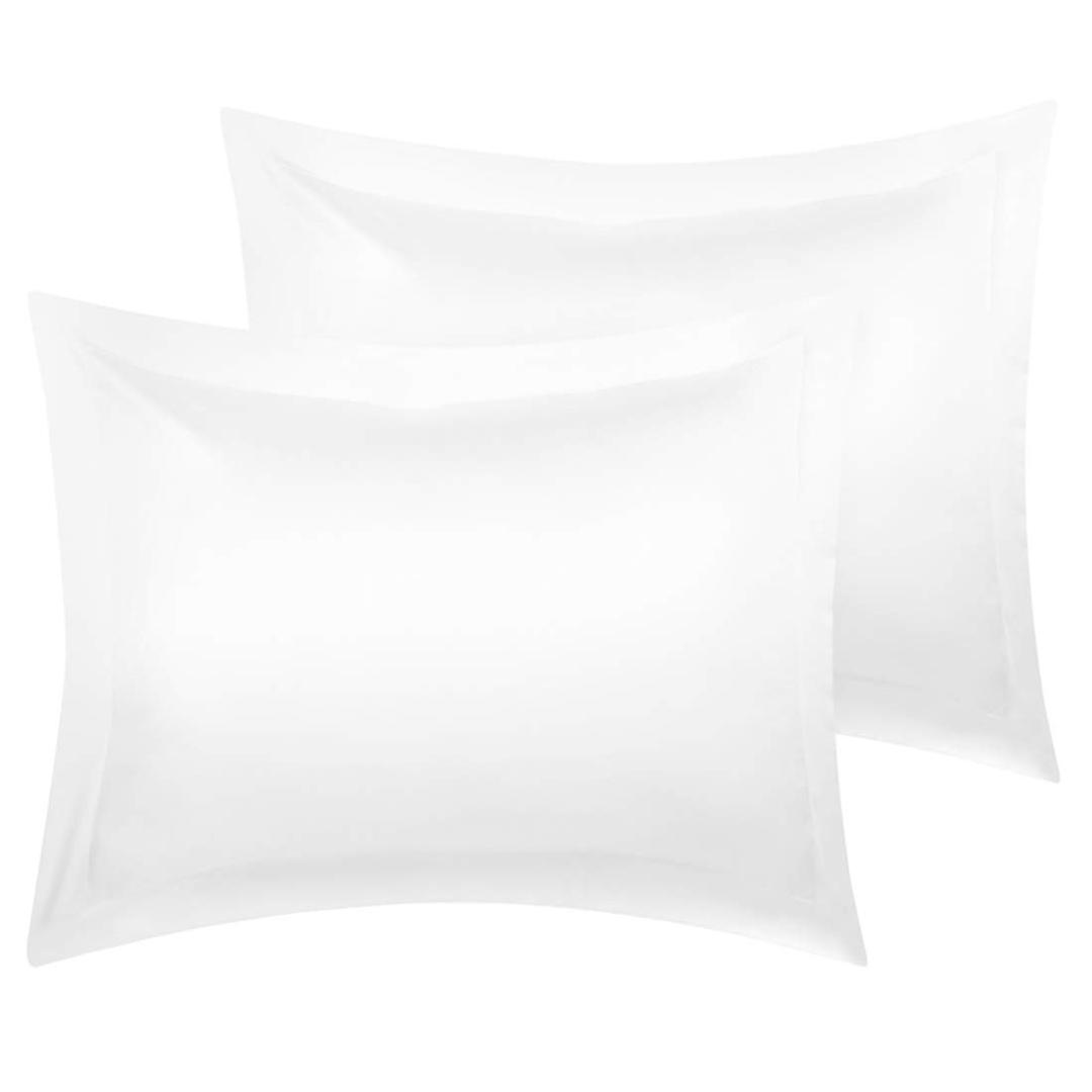 PiccoCasa 2 Pack Satin Pillowcase for Hair and Skin, Euro Sham Pillow Covers Soft Silky Oxford Pillow Cases with Envelope Closure King(20"x36") White