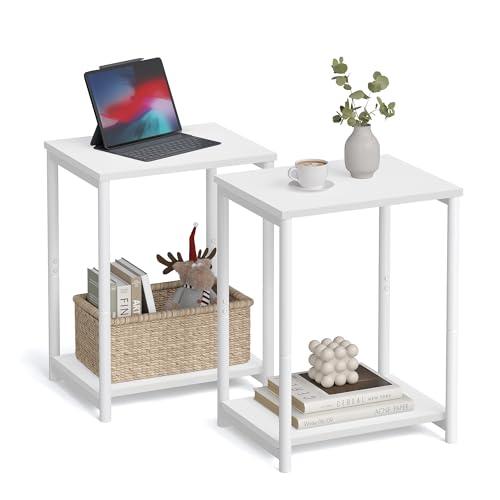 VASAGLESide Tables Set of 2, Small End Table, Nightstand for Living Room, Bedroom, Office, Bathroom, White ULET272W14