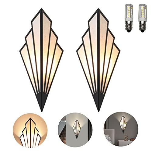 2PCS Wall Sconces European-Style Fan-Shaped LED Wall Light Fixture,Antique Wrought Iron Wall Lamp Fitting Art Deco G9 Wall Sconce Art Deco for Living Room Bedroom Aisle( Color:Black )